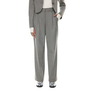 Aritzia Sunday Best Nolee Pleated Wide Leg Pant Grey Suiting Trouser Sz 4